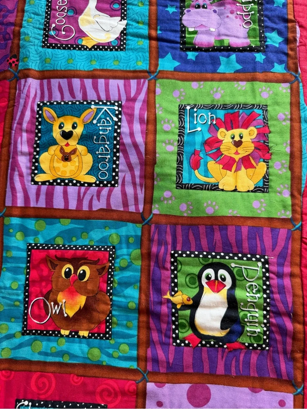 Colorful Animal Alphabet Baby Quilt
